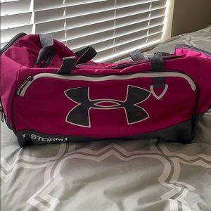 Pink and Grey Under Armour Duffle Bag